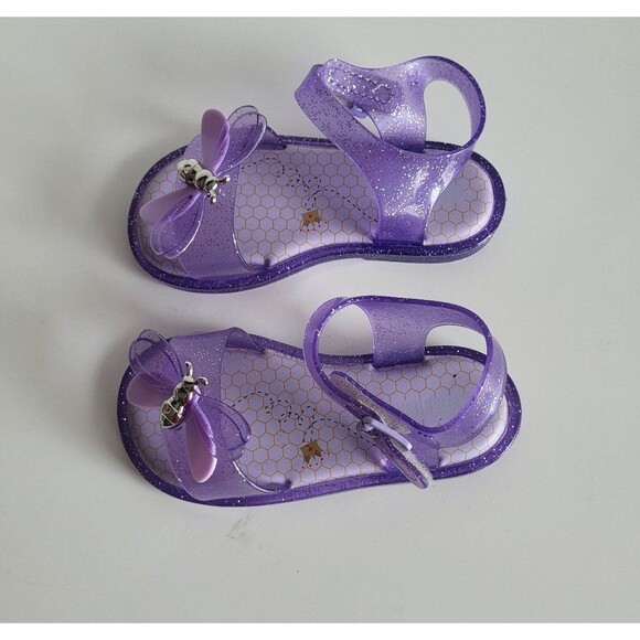 Melissa Mar Girl's Open-toe Butterfly Jelly Glitter Lilac Sandals Size 8 - Picture 7 of 9